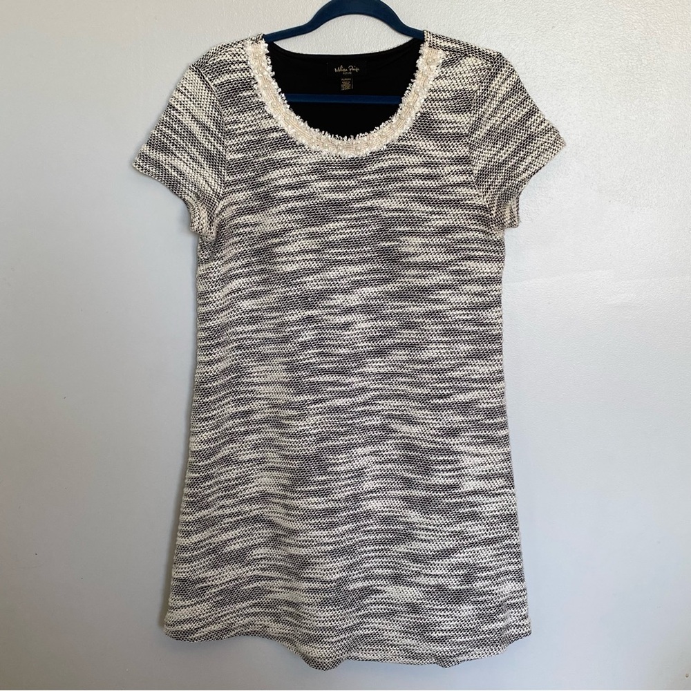 Melissa Paige Dress Knit Boucle Lined Size Large  Petite Black White